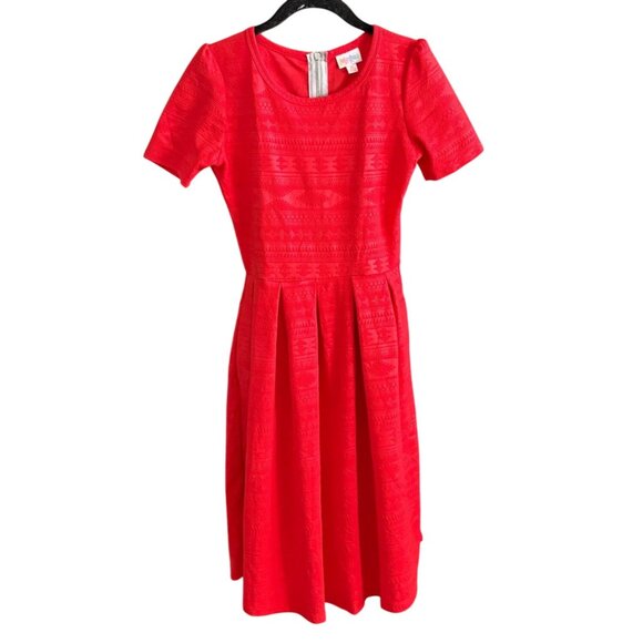 LulaRoe Amelia Womens A-Line Dress-Aztec Print Red-XS-GUC - Picture 1 of 7